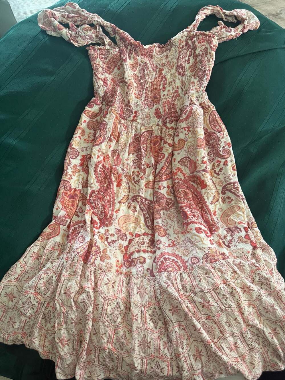 Maurices Size S Paisley Print Smocked Off-Shoulder Midi Dress
